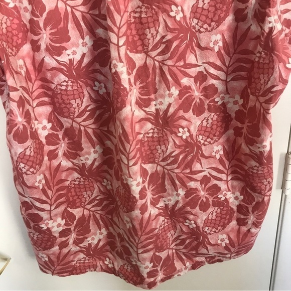 Croft and barrow 100% cotton light pink tropical print button down shirt - Picture 3 of 10